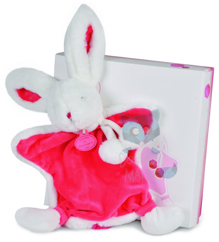  lapin pompon plat blanc rouge fraise 